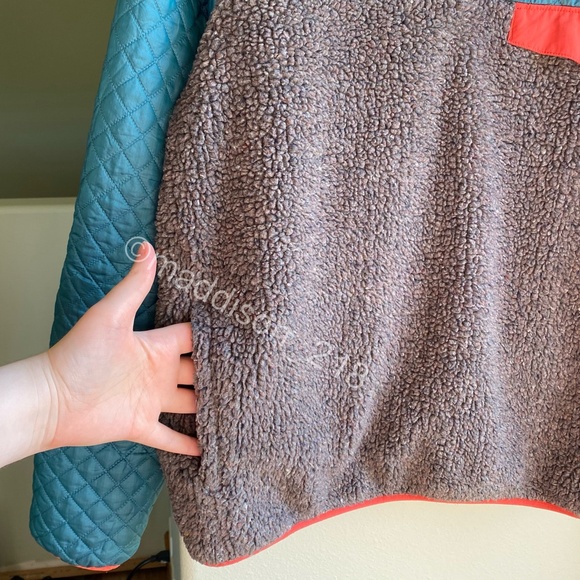 Patagonia Mixed Media Snap-T Pullover Large Crater Blue Sherpa Quilted Jacket L - Picture 11 of 16